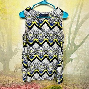 Women Sleeveless silky bright neon blouse size small 624